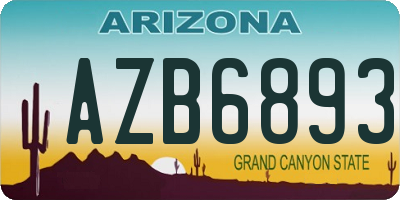 AZ license plate AZB6893