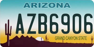 AZ license plate AZB6906