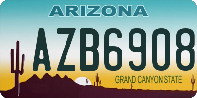 AZ license plate AZB6908