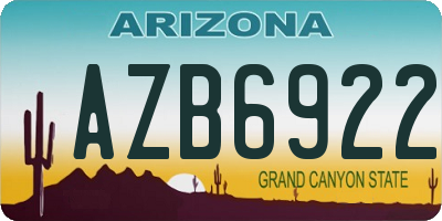 AZ license plate AZB6922