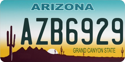 AZ license plate AZB6929