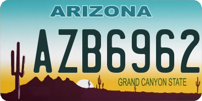 AZ license plate AZB6962