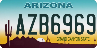 AZ license plate AZB6969