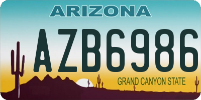 AZ license plate AZB6986