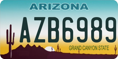AZ license plate AZB6989