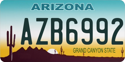 AZ license plate AZB6992