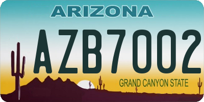 AZ license plate AZB7002