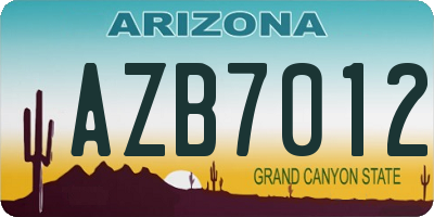 AZ license plate AZB7012