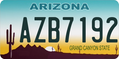 AZ license plate AZB7192
