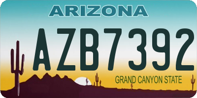 AZ license plate AZB7392