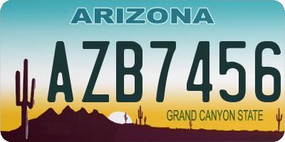 AZ license plate AZB7456
