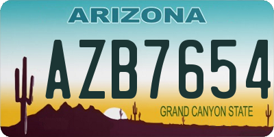 AZ license plate AZB7654