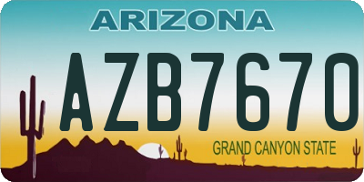 AZ license plate AZB7670