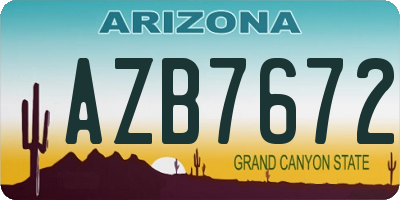 AZ license plate AZB7672