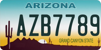 AZ license plate AZB7789