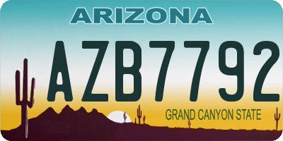 AZ license plate AZB7792