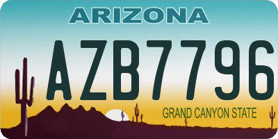 AZ license plate AZB7796
