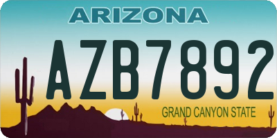 AZ license plate AZB7892