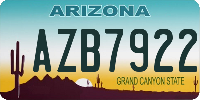 AZ license plate AZB7922