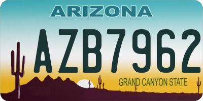 AZ license plate AZB7962