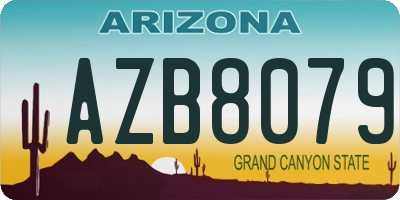 AZ license plate AZB8079