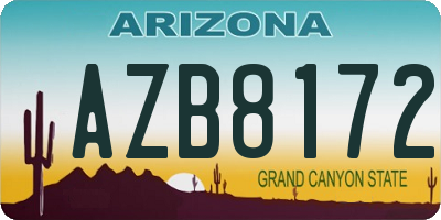AZ license plate AZB8172