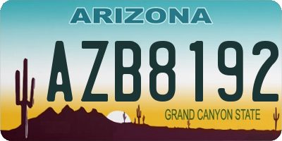 AZ license plate AZB8192
