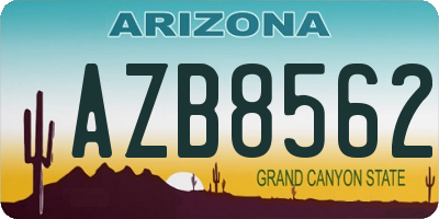 AZ license plate AZB8562