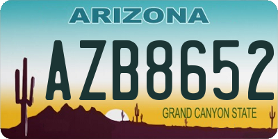 AZ license plate AZB8652