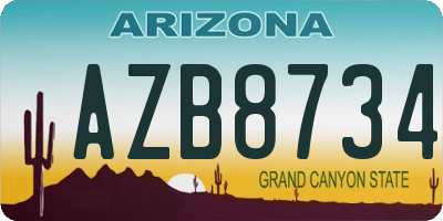 AZ license plate AZB8734