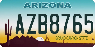 AZ license plate AZB8765