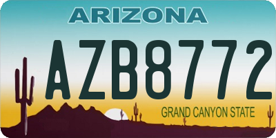 AZ license plate AZB8772