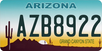 AZ license plate AZB8922