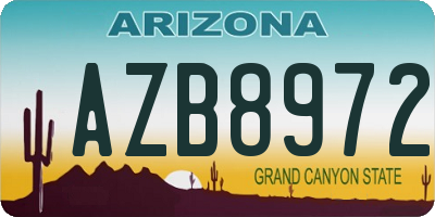 AZ license plate AZB8972