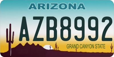 AZ license plate AZB8992