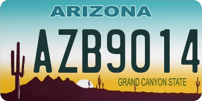 AZ license plate AZB9014
