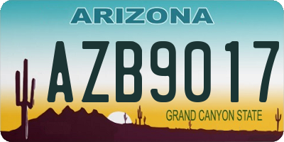 AZ license plate AZB9017
