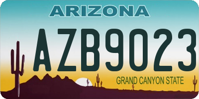 AZ license plate AZB9023