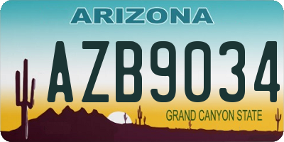 AZ license plate AZB9034