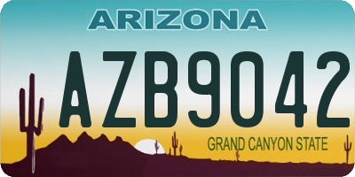 AZ license plate AZB9042
