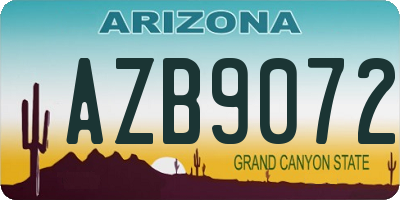 AZ license plate AZB9072