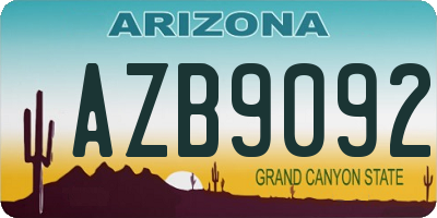 AZ license plate AZB9092