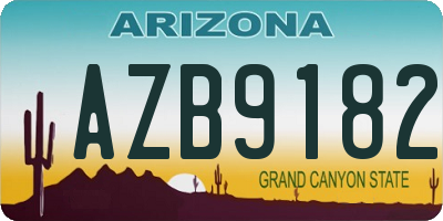 AZ license plate AZB9182
