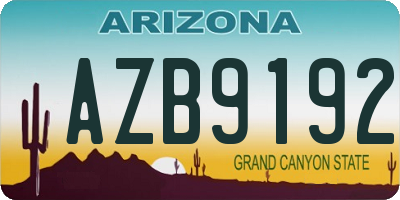AZ license plate AZB9192