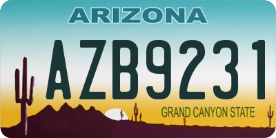 AZ license plate AZB9231