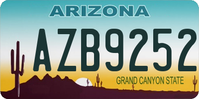 AZ license plate AZB9252