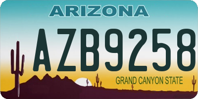 AZ license plate AZB9258