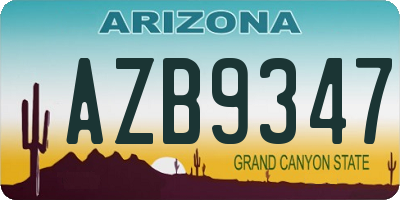 AZ license plate AZB9347