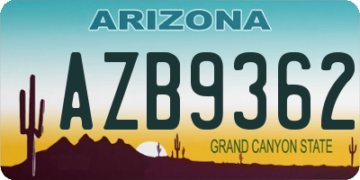 AZ license plate AZB9362