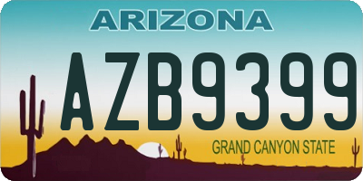 AZ license plate AZB9399